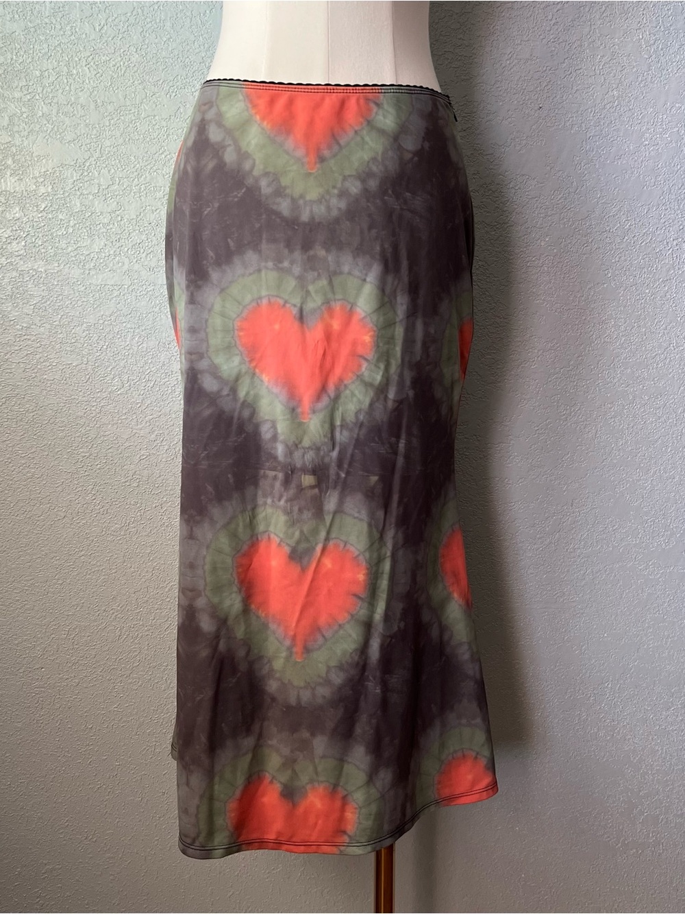 Y2K Fairy Grunge Tie Dye Heart Mesh Midi Skirt Size M